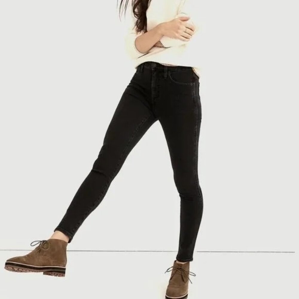 Madewell  10" High-Rise Skinny Jeans Womens 25P Petite in Black Starkey Wash